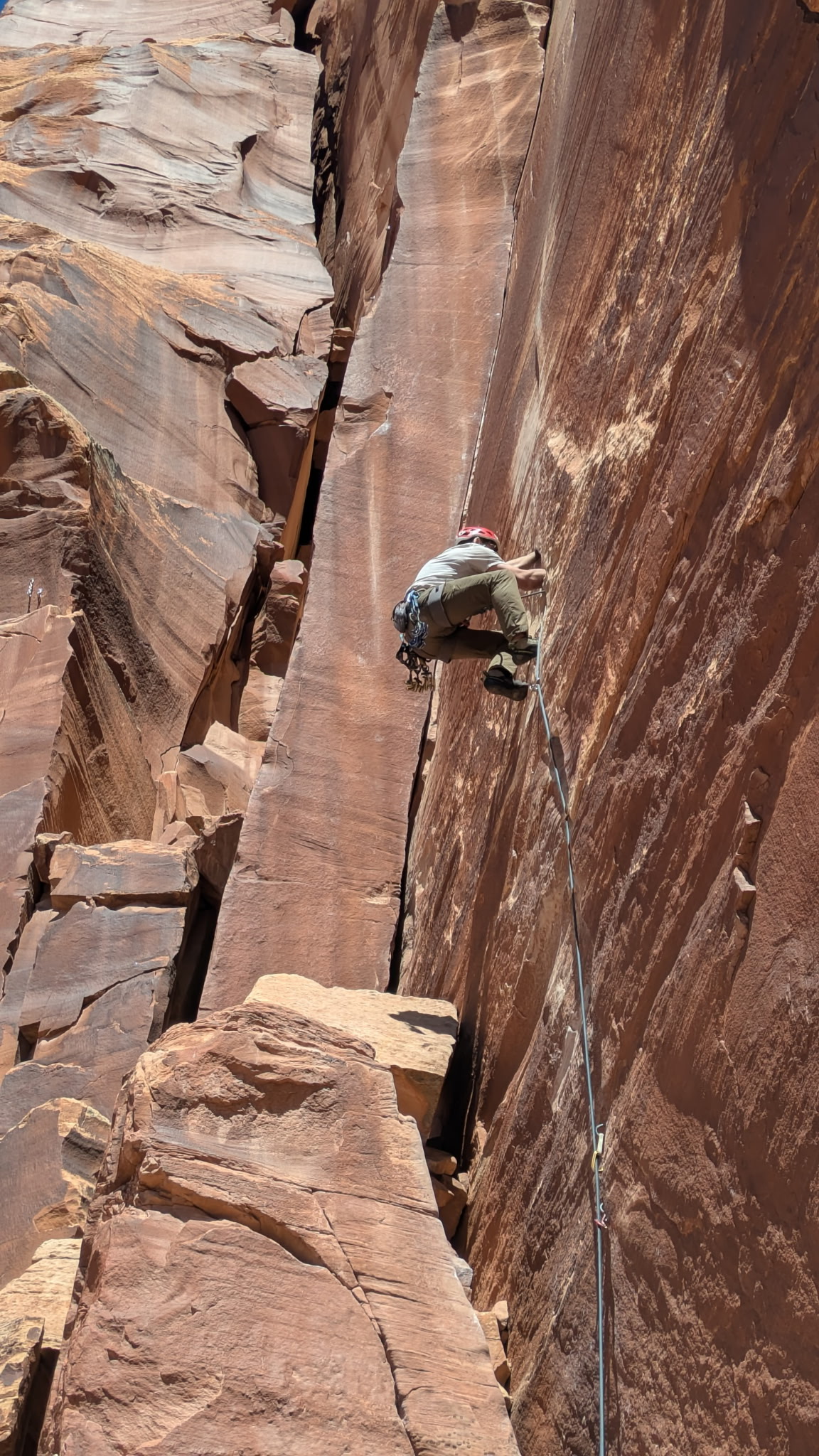 Erik lead climbing at Indian Creek